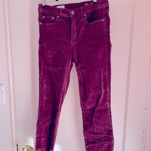 Mahogany Burgundy Corduroy Skinny Pants
